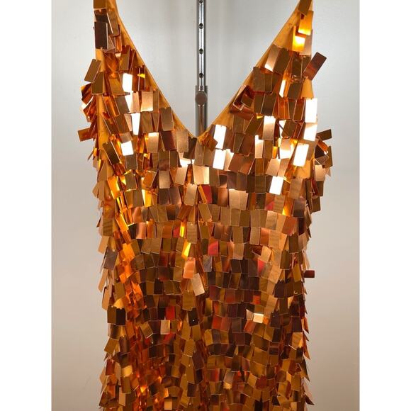Jonathan Simkhai Indra Sequin Embellished Asymmetric Orange Maxi Dress Sz 2 - Picture 5 of 10